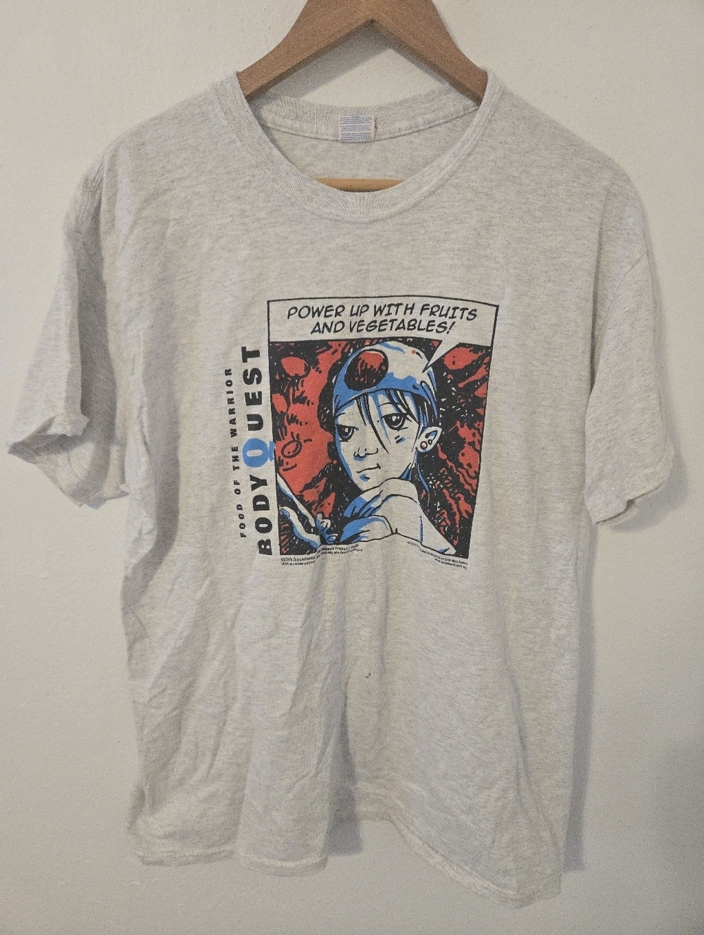 FOOD OF THE WARRIOR BODY QUEST T Shirt Mens Large Fruits Vegetables Japan USDA